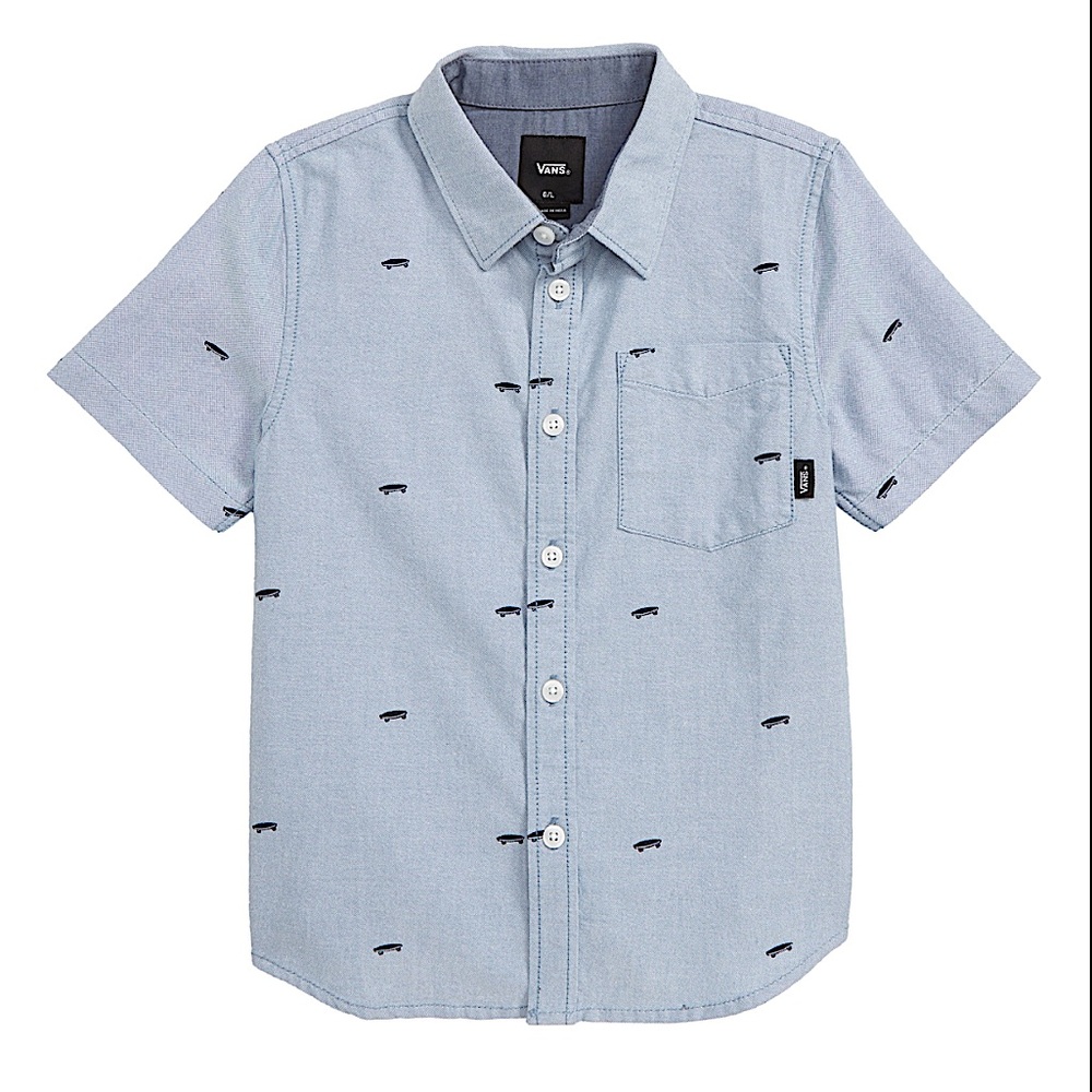 Vans Skateboard Pattern Boy Short Sleeve Button Down Shirt